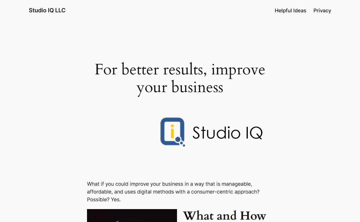 Studio IQ LLC Consulting, experience mgmt., digital innovation For better results, improve your business - Studio IQ LLC