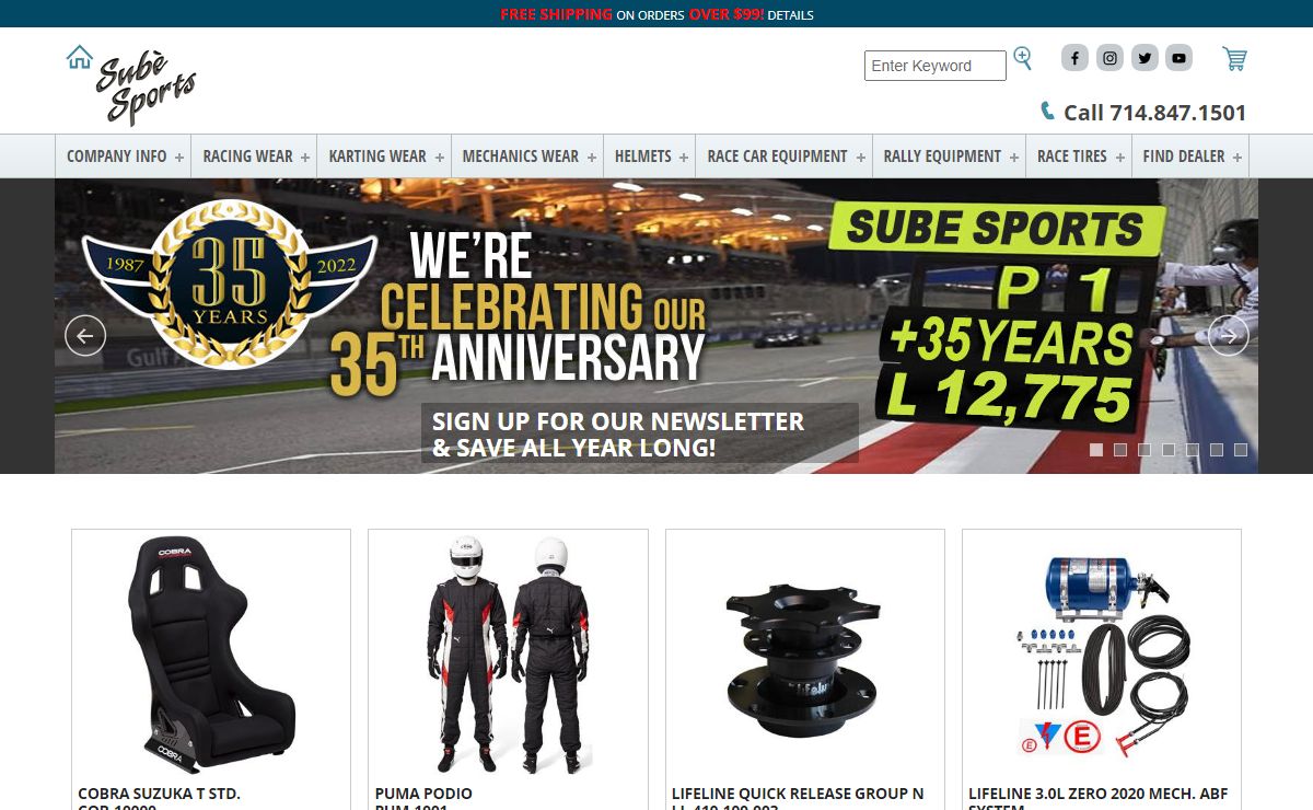 Sube Sports | Sparco, PUMA, OMP, Alpinestars, Michelin, Cobra
