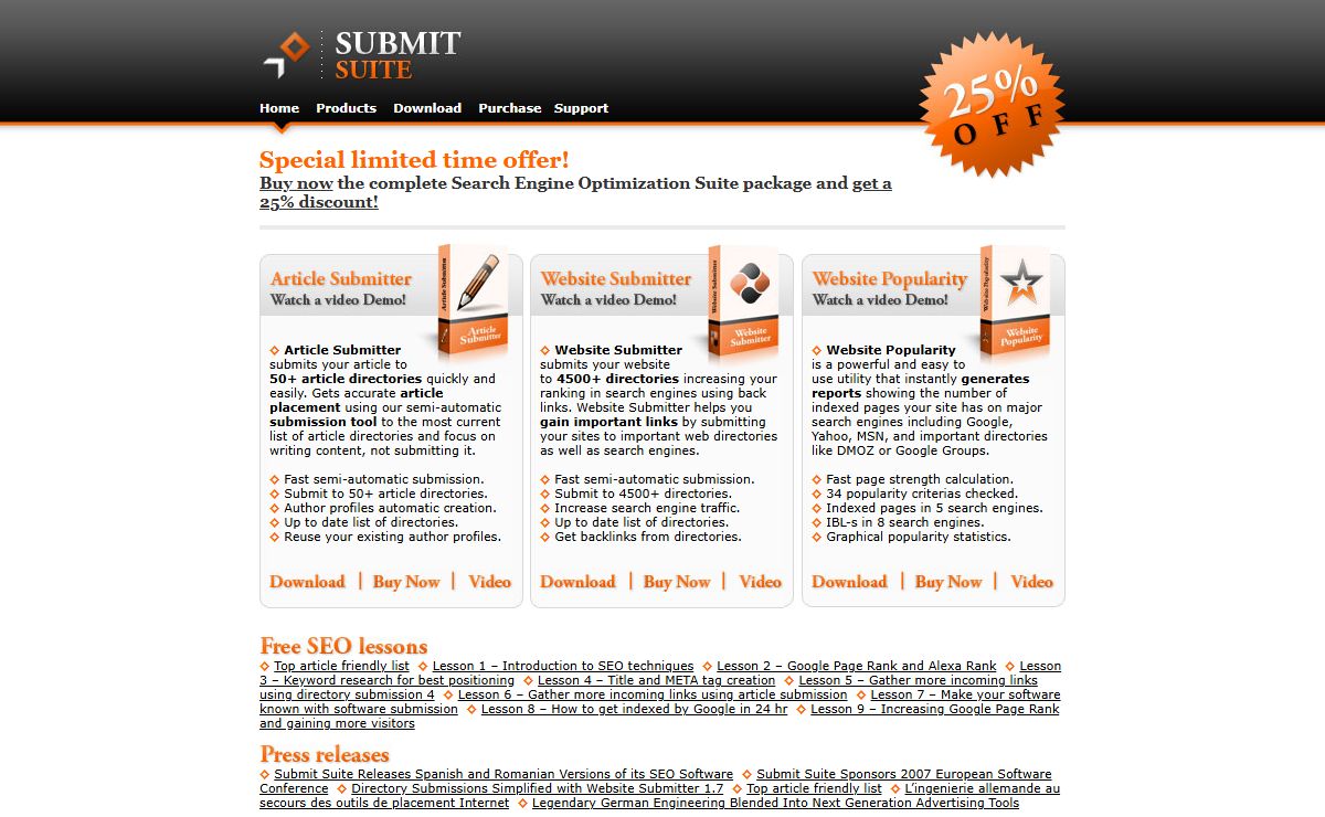Submission and SEO software from Submit Suite