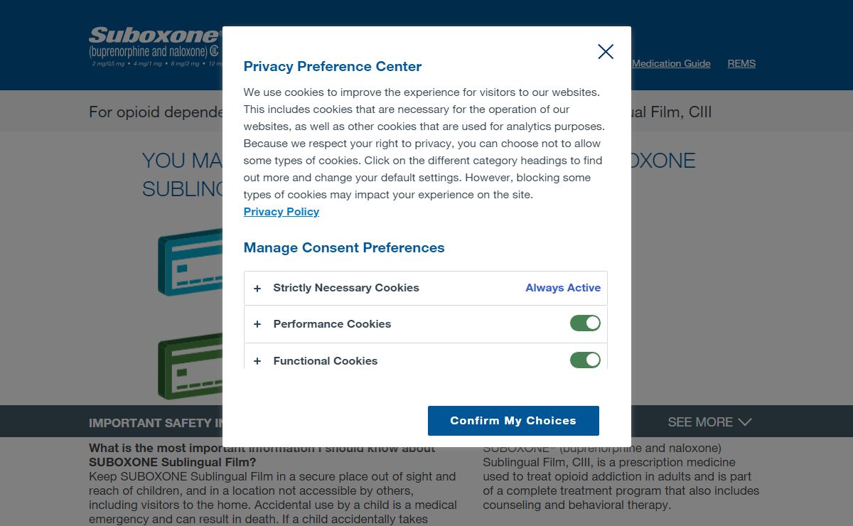 Patient Information for SUBOXONE® (buprenorphine and naloxone) Sublingual Film (CIII)