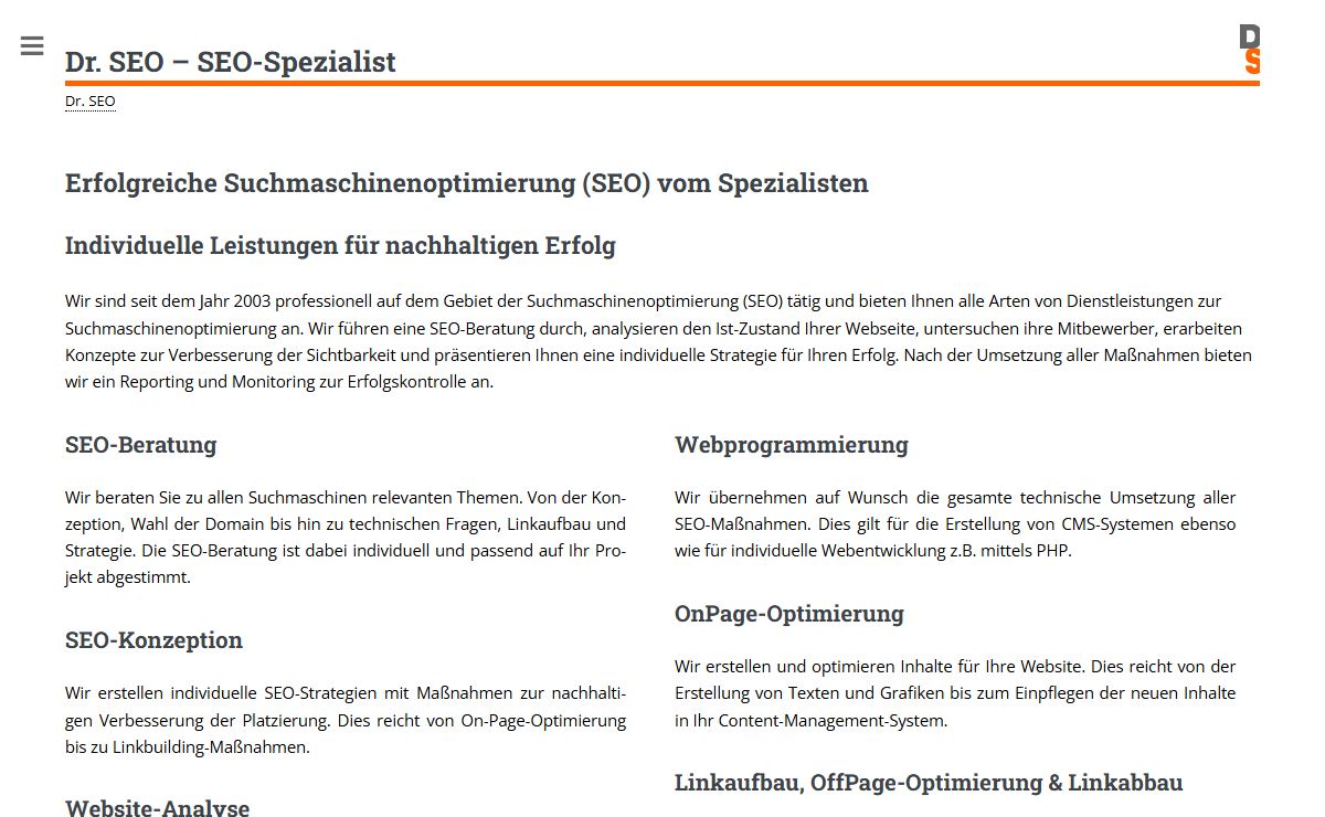 SEO-Spezialist | Dr. SEO - Suchmaschinen Doktor