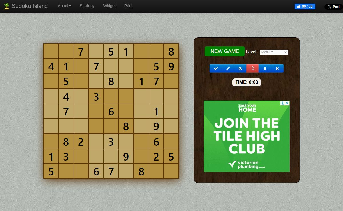 Sudoku Island - Free Sudoku from Easy to Hard, Play Online or Print