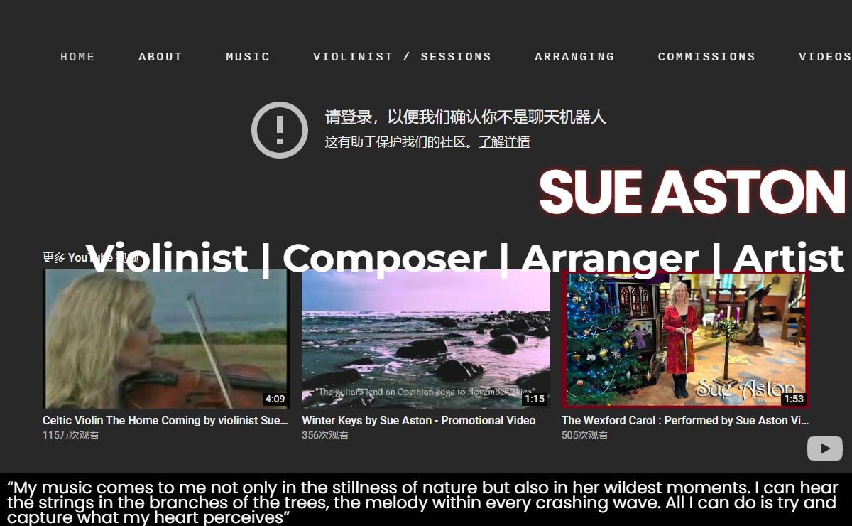 Sue Aston Violinist, Composer, Arranger and Artist from Cornwall