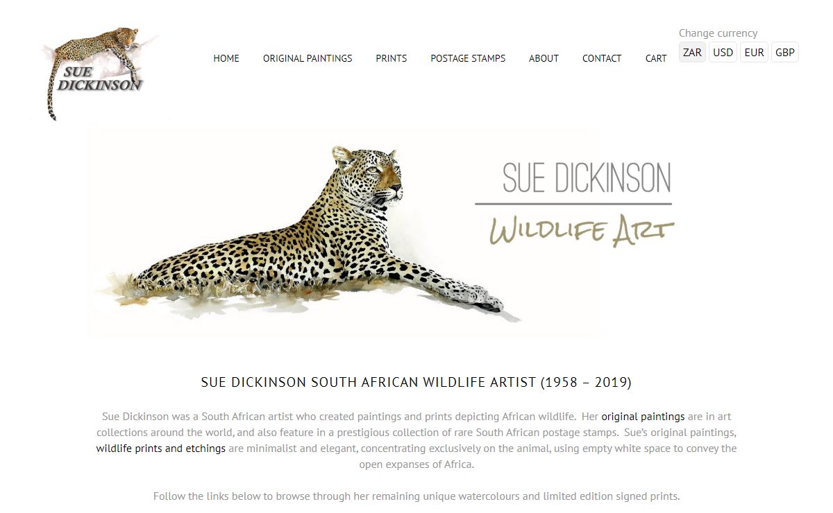 Sue Dickinson South African Wildlife Artist - Paintings and Prints