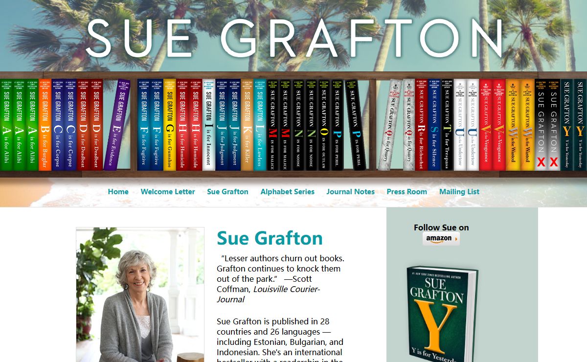 Sue Grafton, author of the Kinsey Millhone Alphabet Series