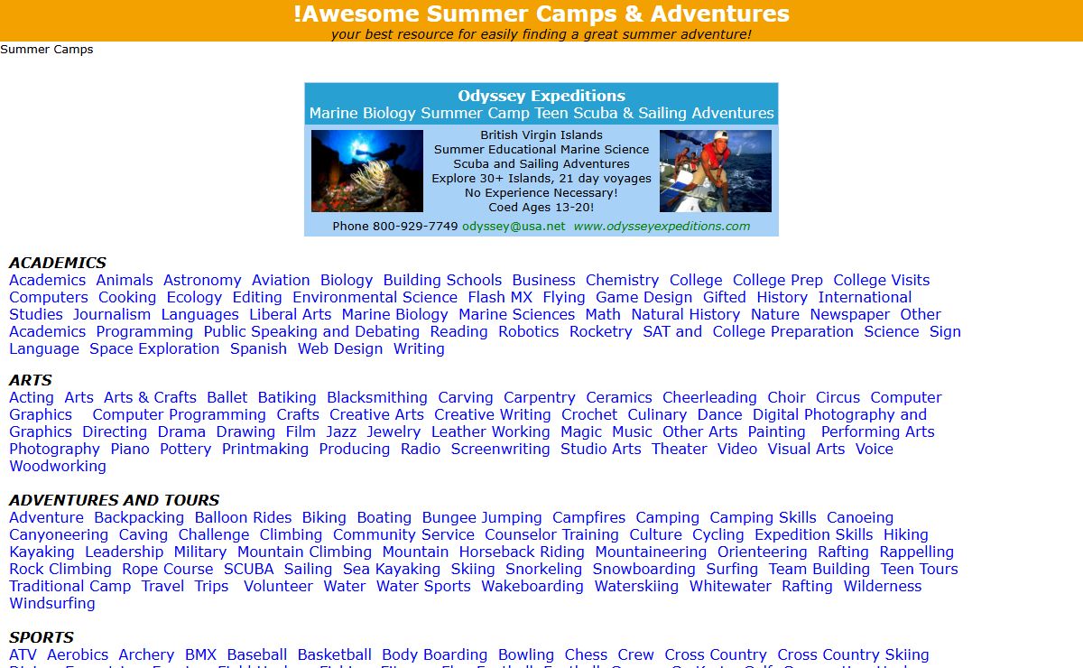 !Awesome Summer Camps and Adventures summer camp search engine