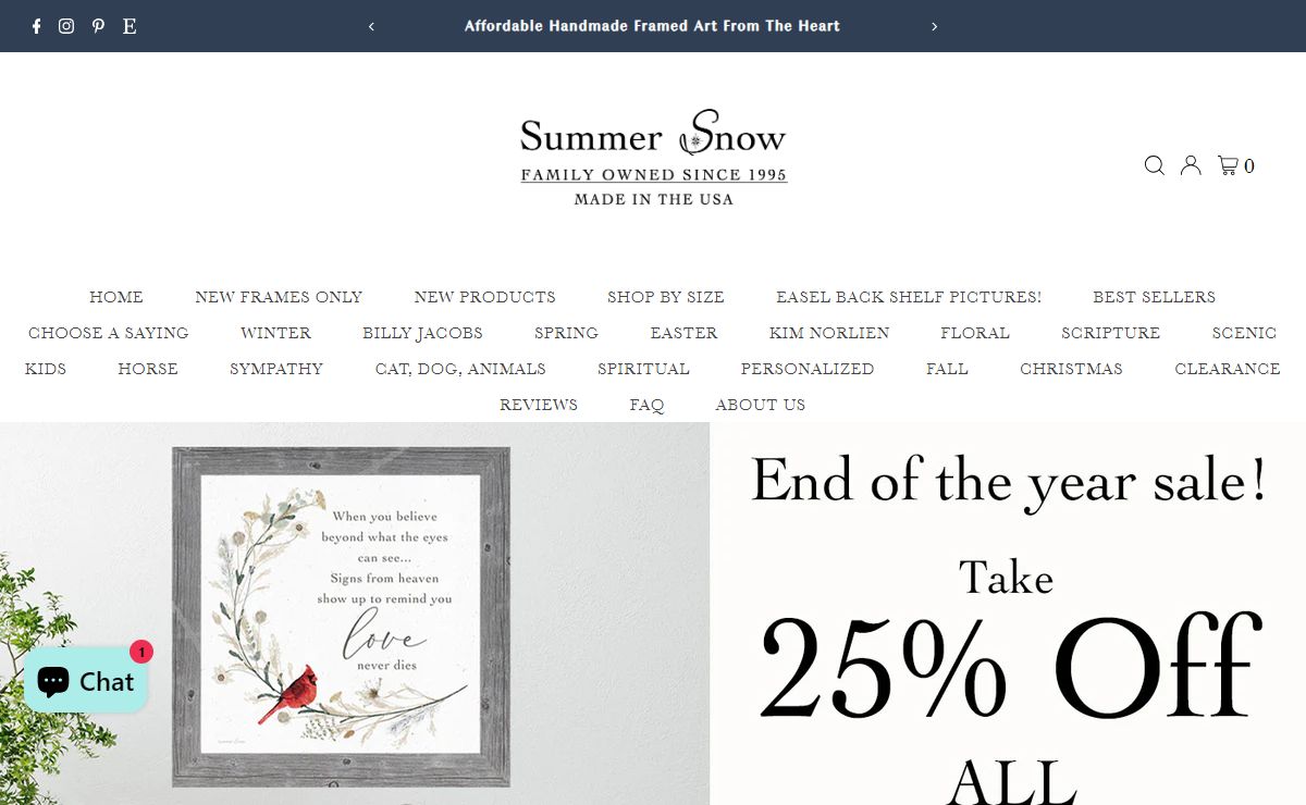 Summer Snow Art - American Framed Artwork