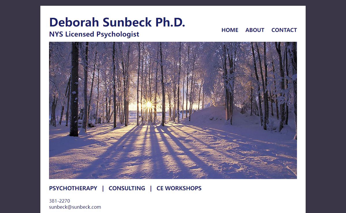 Deborah Sunbeck PhD : Psychologist Rochester NY : Behavioral Health : Creator of Infinity Walk Method used by Allied Healthcare and Special Education Professionals