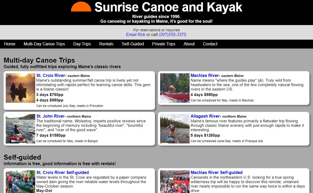 Sunrise Canoe and Kayak- River Guides and Outfitters in Machias, Maine