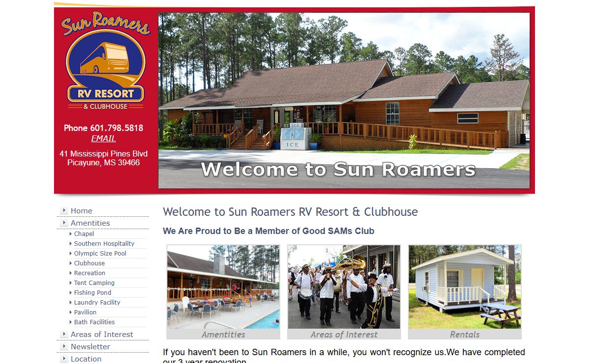Welcome to Sun Roamers RV Resort in Picayune, Mississippi