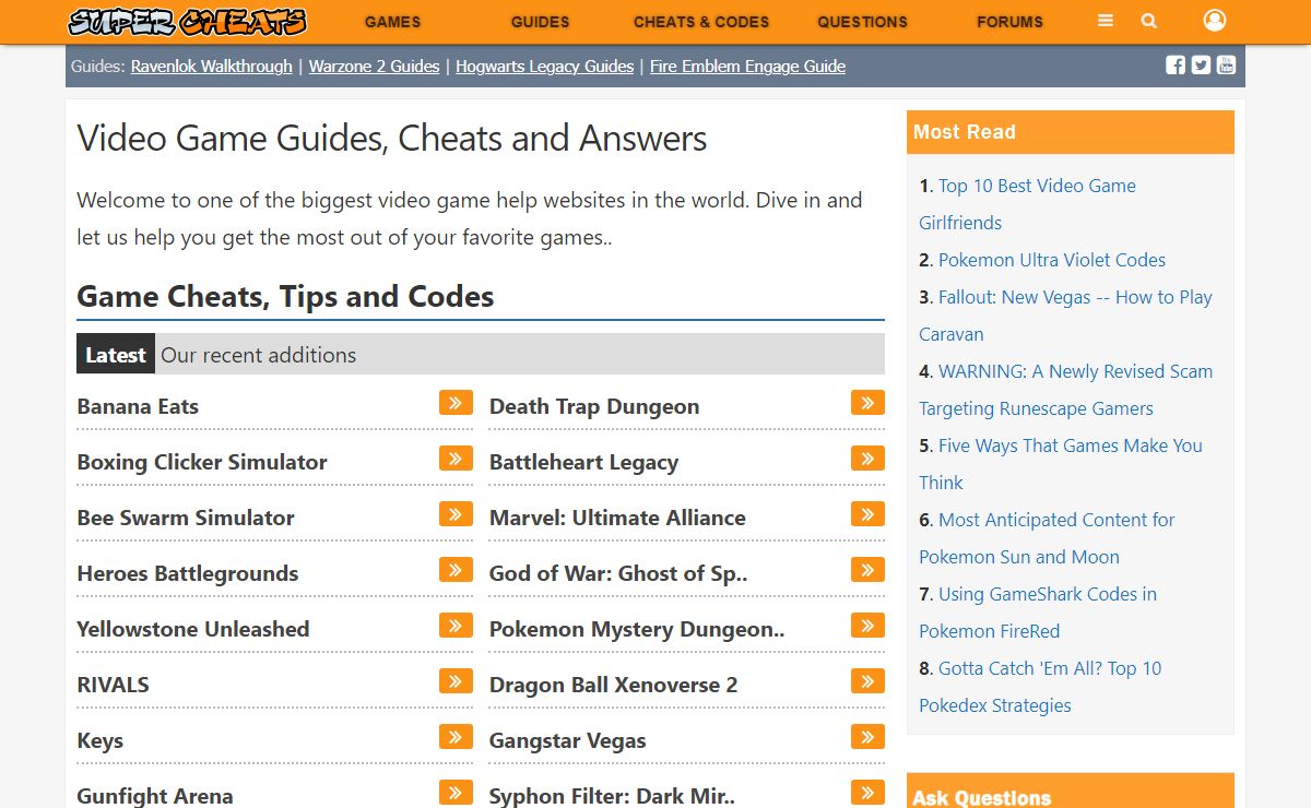 Super Cheats - Game Cheats, Codes, Help and Walkthroughs
