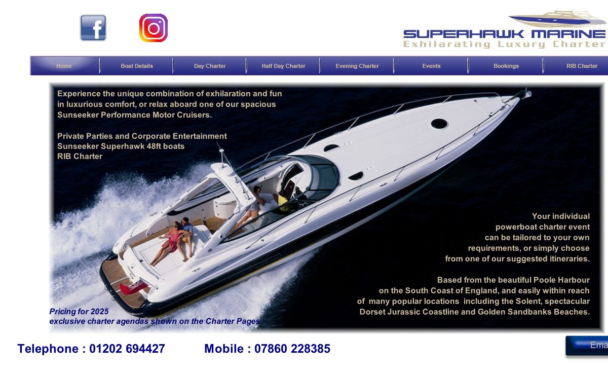 Sunseeker Luxury Powerboat Charter. Poole, Bournemouth, Sandbanks, Solent, Isle of Wight,UK, Boat Hire and Trips.