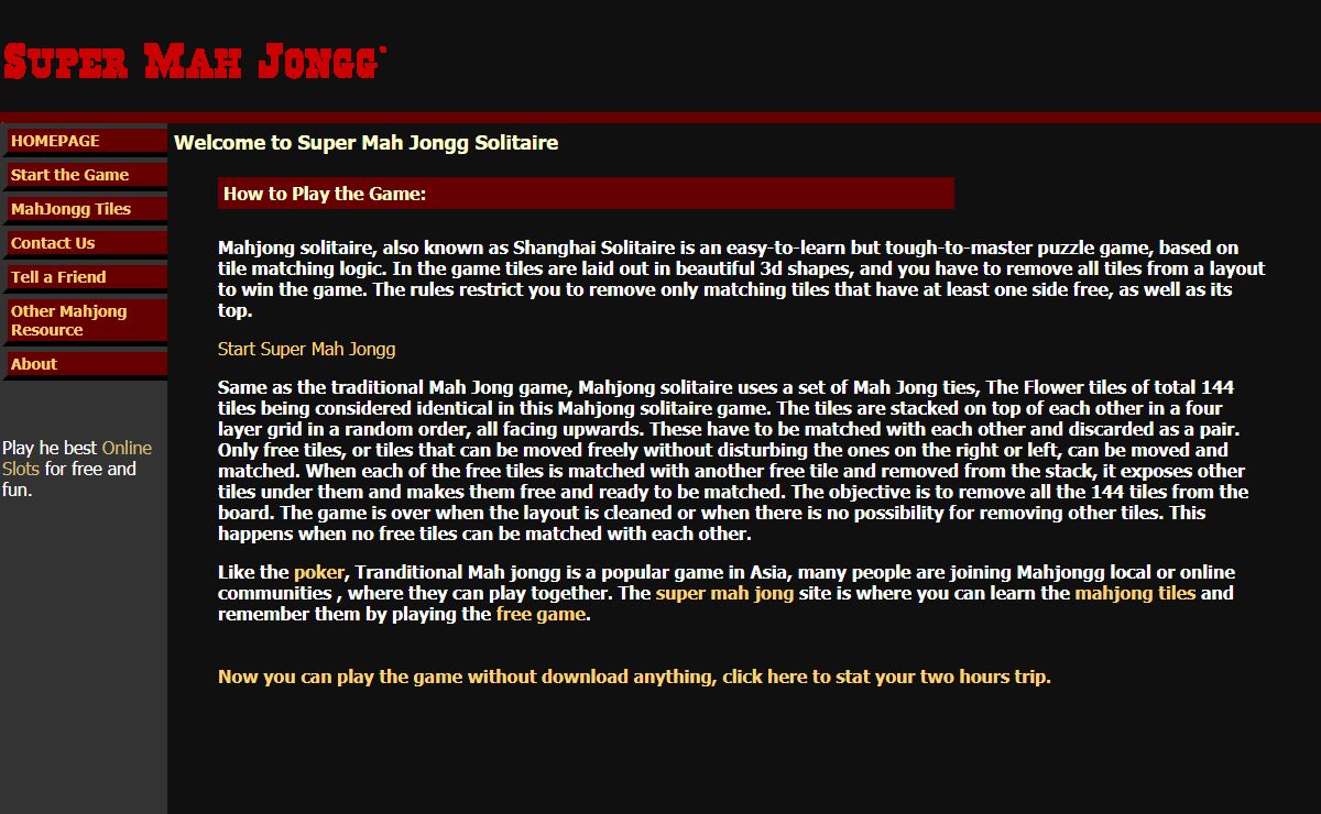 Super Mah Jongg - A Place you play the Free Game!
