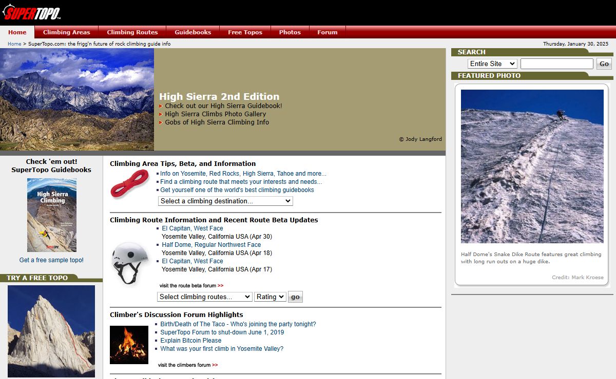 SuperTopo - the World's Best Rock Climbing Guide Info