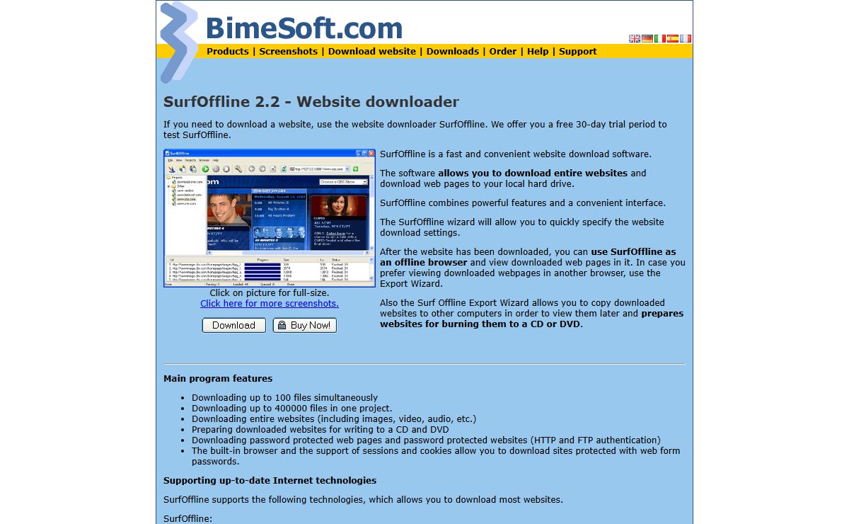 Download entire website or download web pages with SurfOffline - convenient website downloader with easy-to-use interface