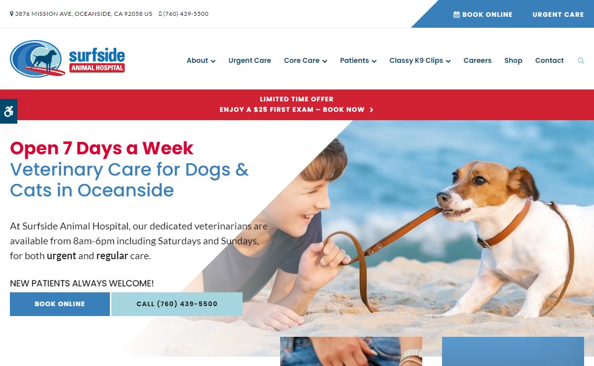 Welcome to Surfside Animal Hospital | Oceanside Veterinary Clinic | Open 7 Days a Week!