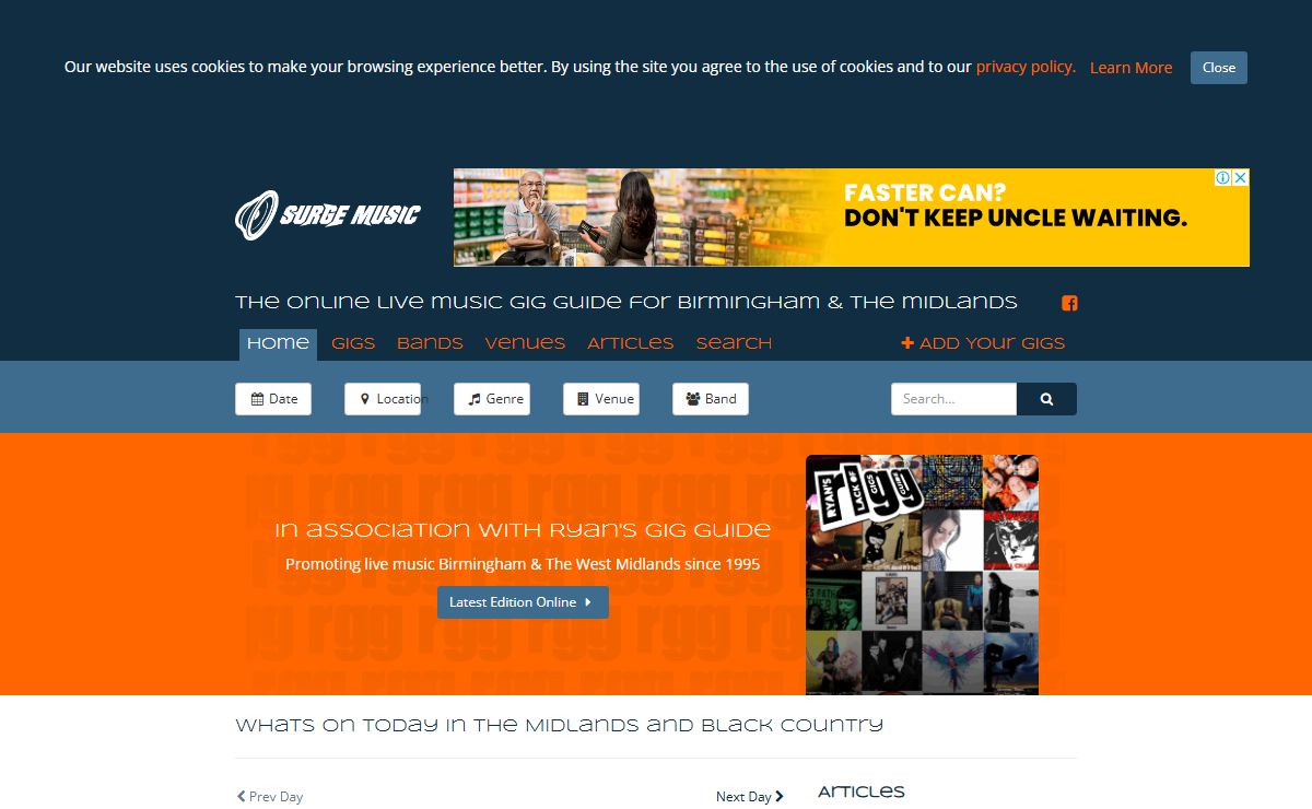 Whats On Today in the Midlands, Birmingham and The Black Country - Surge Music