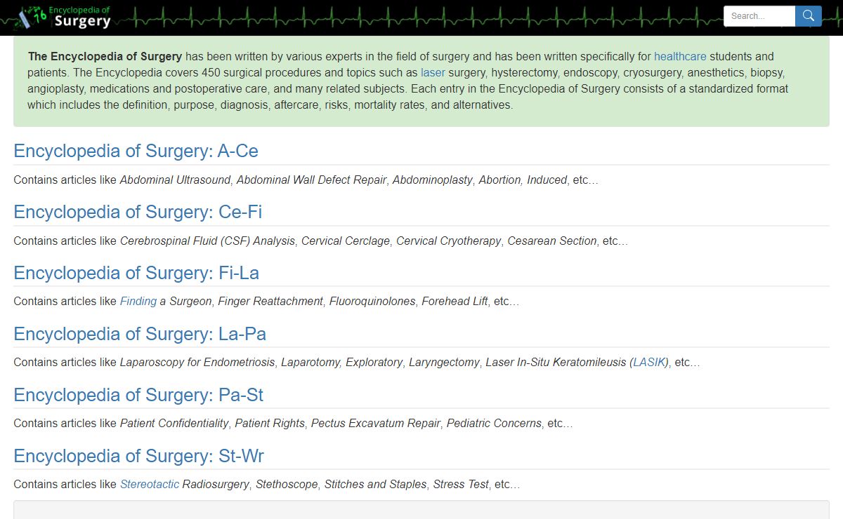 Encyclopedia of Surgery: A Guide for Patients and Caregivers