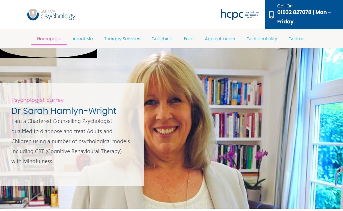 Psychologist Surrey | Dr S Hamlyn-Wright BSc Clinical Psychologist