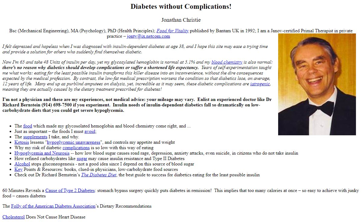 Diabetes without Complications! Eating for less insulin makes for health