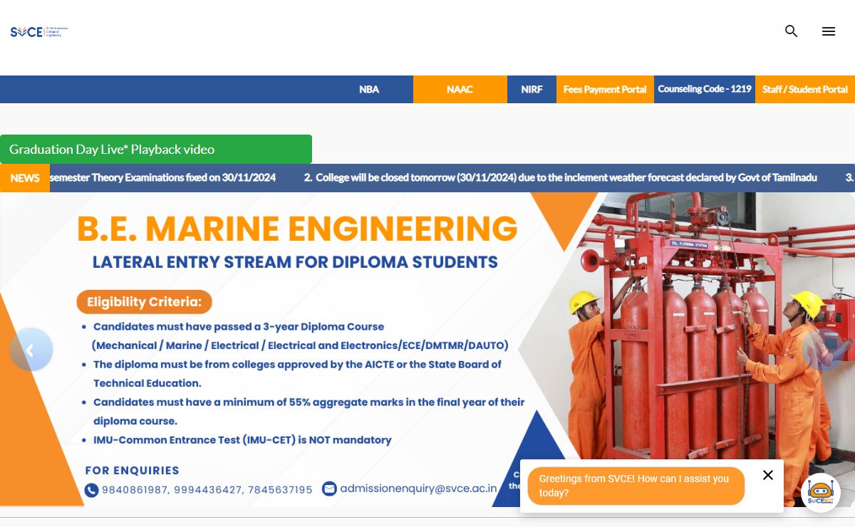 Top Engineering Colleges Chennai | SVCE Sriperumbudur | Engg. College