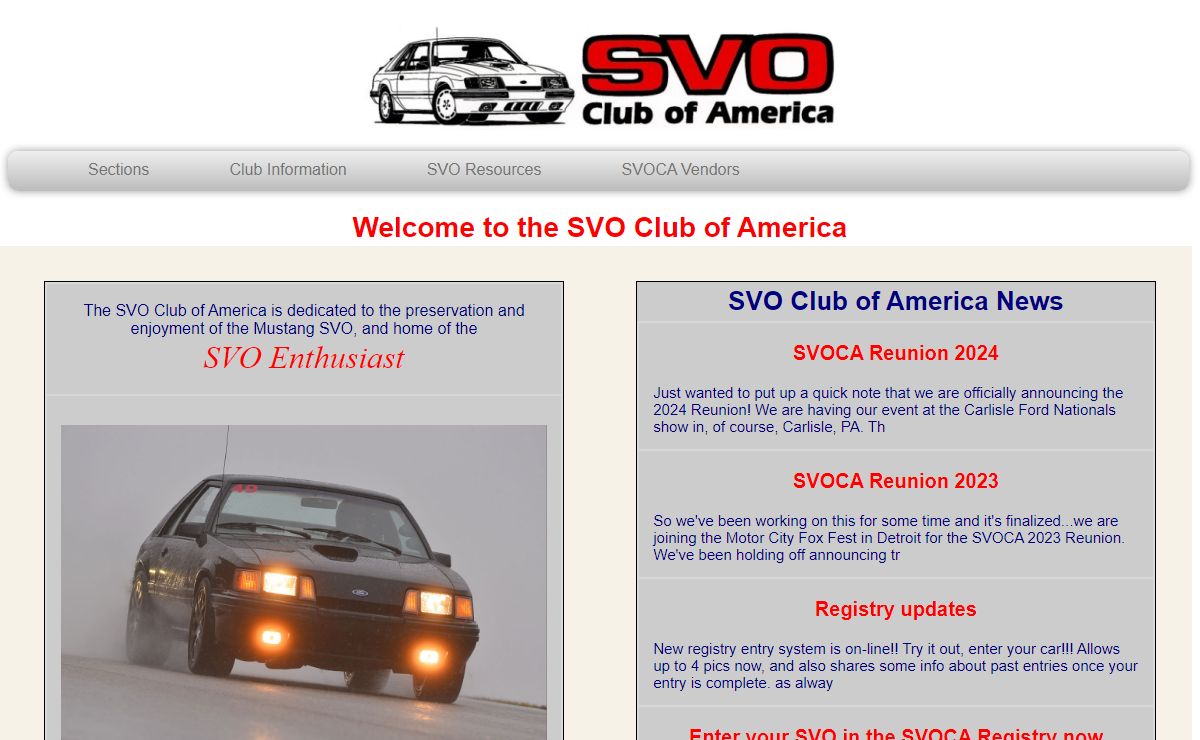 SVO Club of America Website