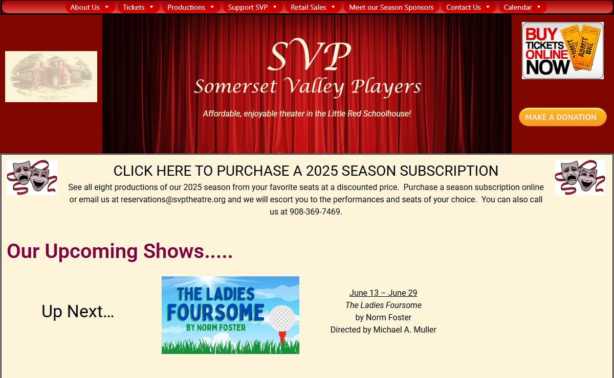 Somerset Valley Players – Affordable, enjoyable theater in the Little Red Schoolhouse!