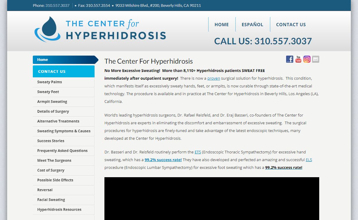 Best Surgeons for Hyperhidrosis Surgery - Top Doctors, Surgeries, Treatments, Laser Solution, & Cure For Sweaty Hands, Palms and Feet, Low Cost Endoscopic Thoracic Sympathectomy (ETS) Centers Near Me - Beverly Hills, Los Angeles (LA), California