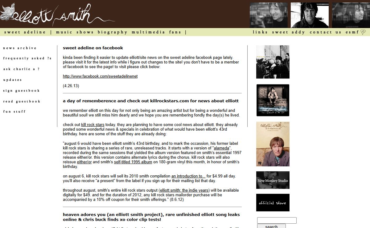 sweet adeline | the official elliott smith site - by fans