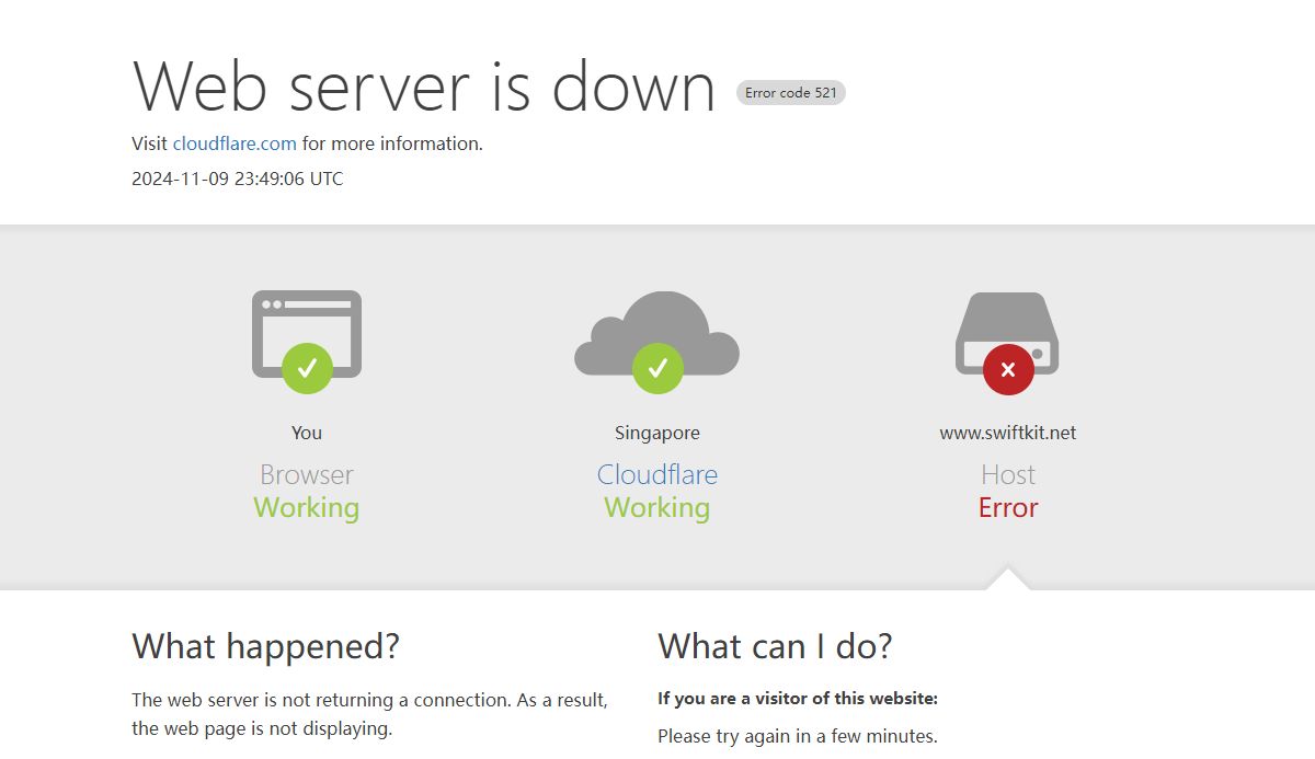 www.swiftkit.net | 521: Web server is down