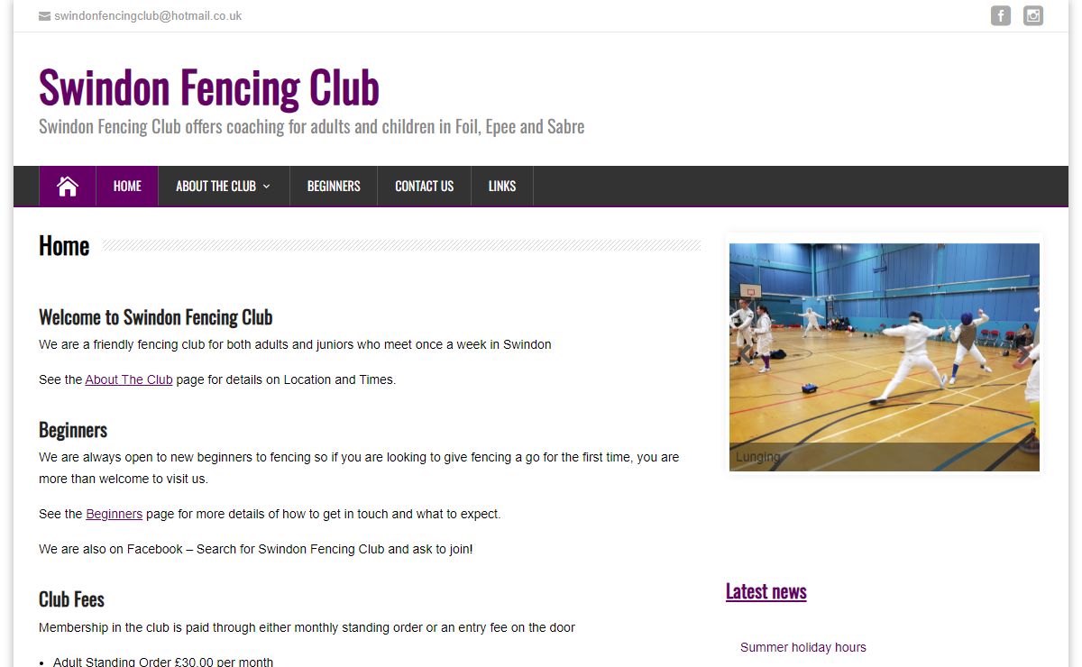 Swindon Fencing Club – Swindon Fencing Club offers coaching for adults and children in Foil, Epee and Sabre