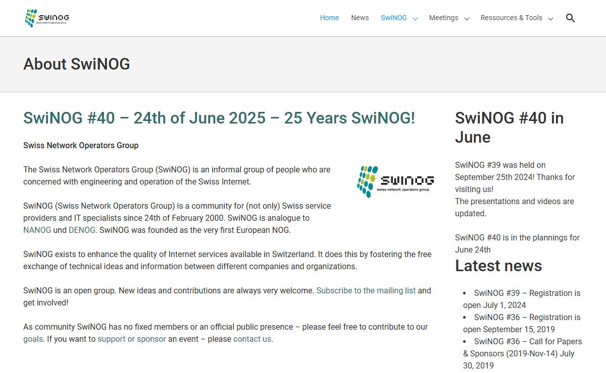 About SwiNOG - SwiNOG