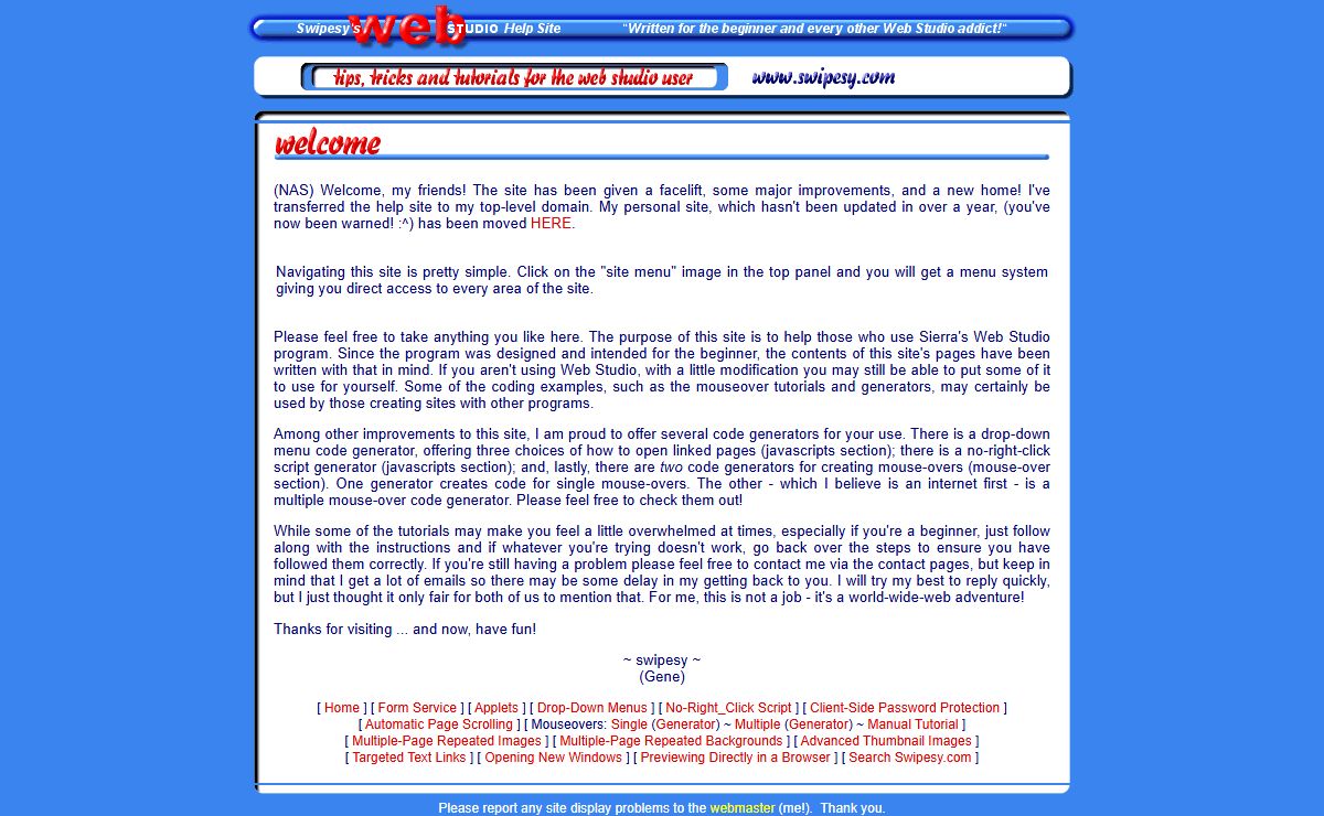 Swipesy's Web Studio Tips and Tricks