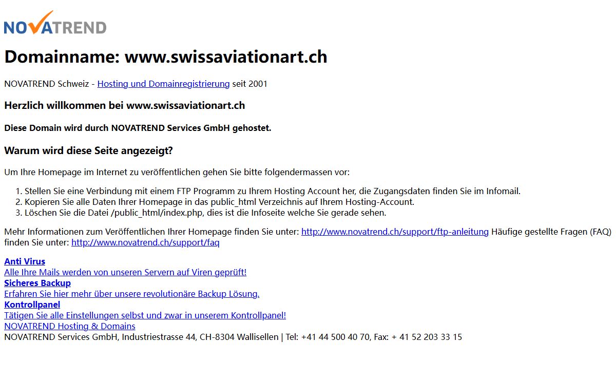 www.swissaviationart.ch - Hosted by NOVATREND Web-Hosting und Domainregistrierung