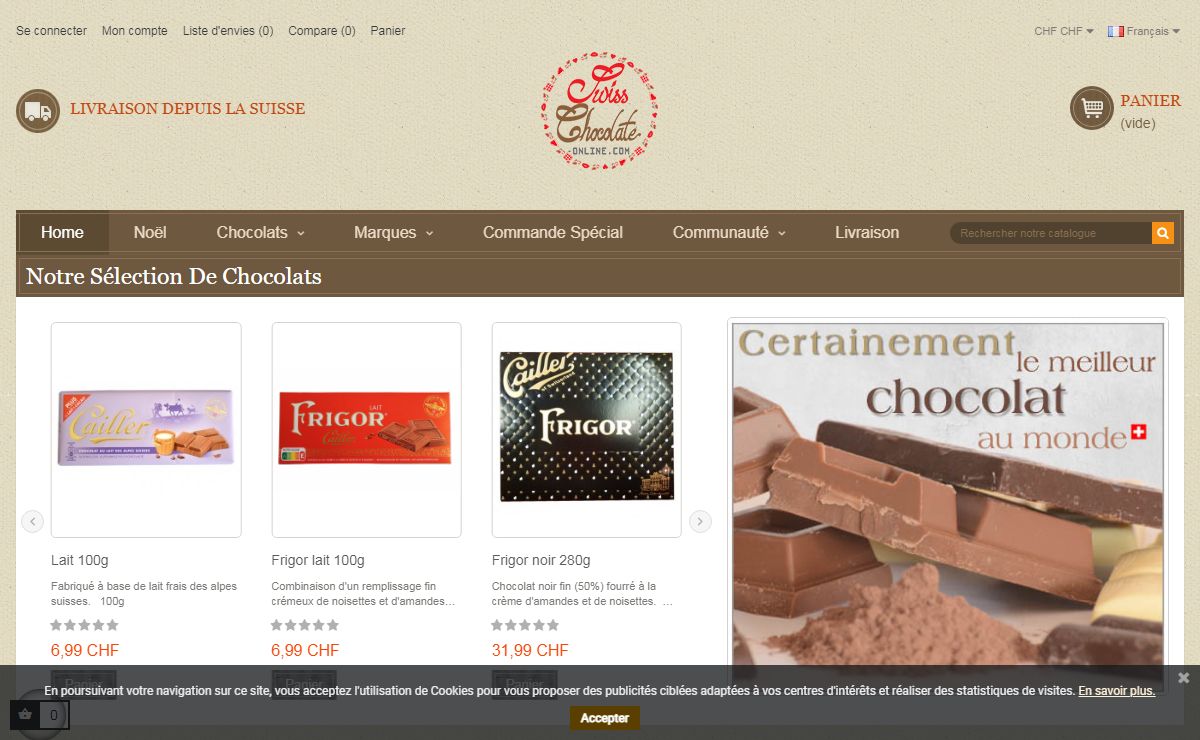 Spécialiste du Chocolat Suisse en ligne - swisschocolate-online