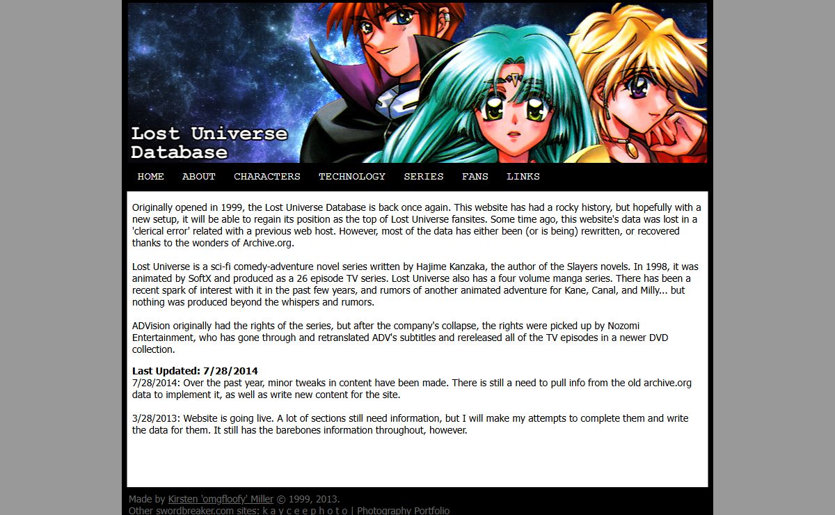 Lost Universe Database