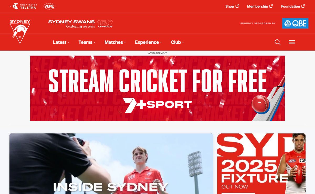 Official AFL website of the Sydney Swans