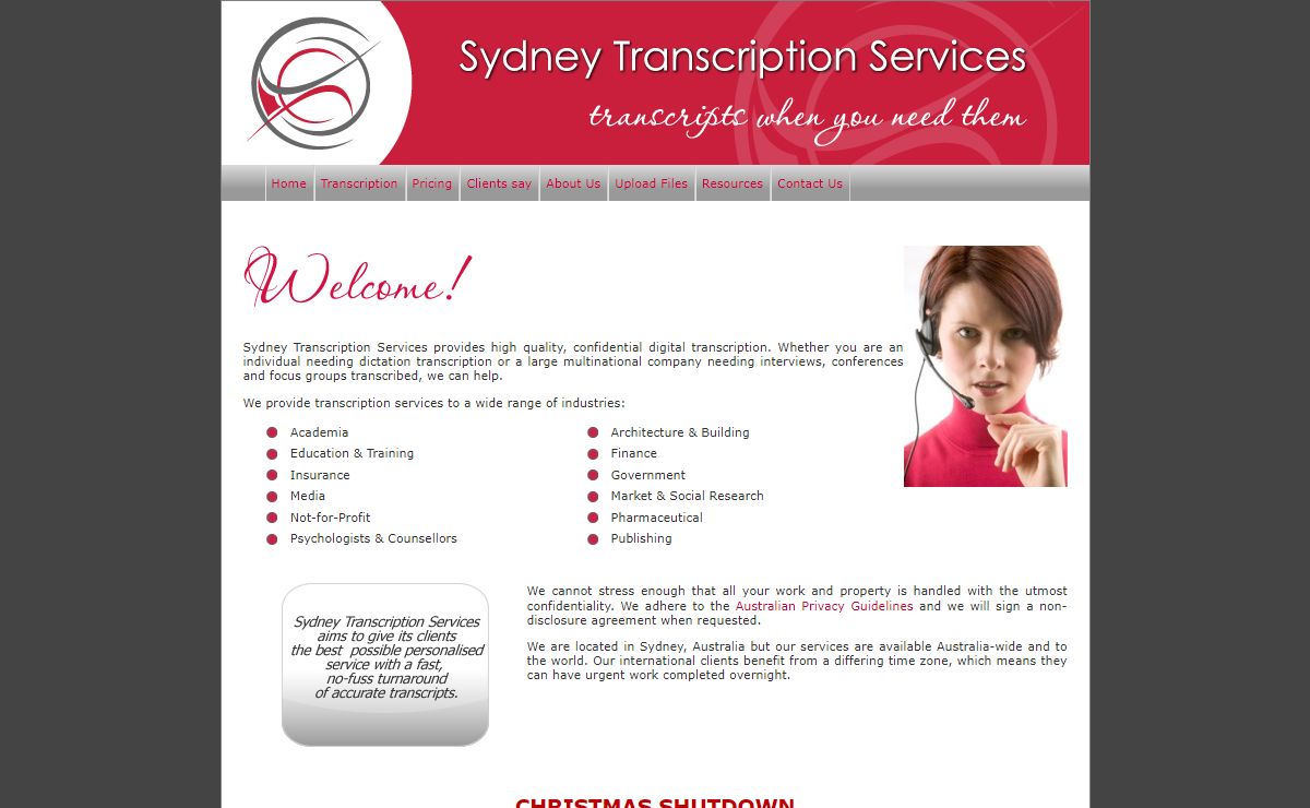Transcription Services Sydney NSW Australia - Home
