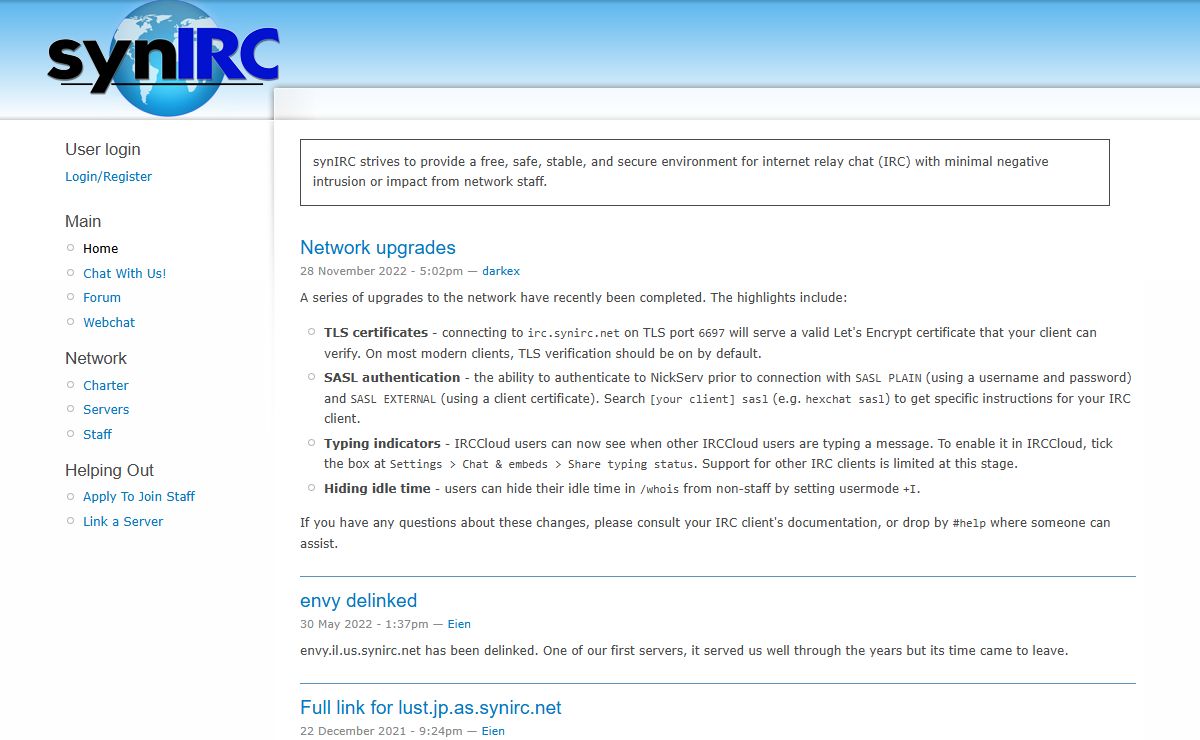 synIRC | Providing a free, safe, stable, and secure environment for IRC