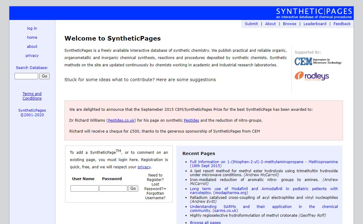 Synthetic Pages - Practical Methods for Synthetic Chemistry