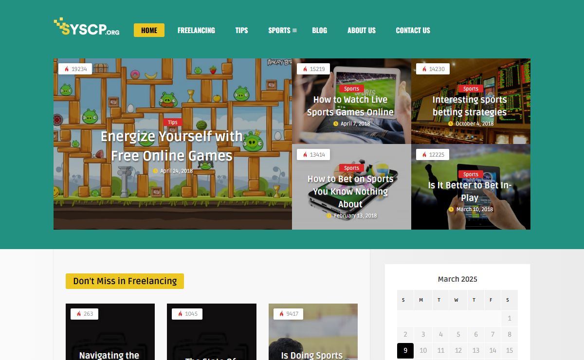 Home - syscp.org - Freelancing tips, sports blog and making money