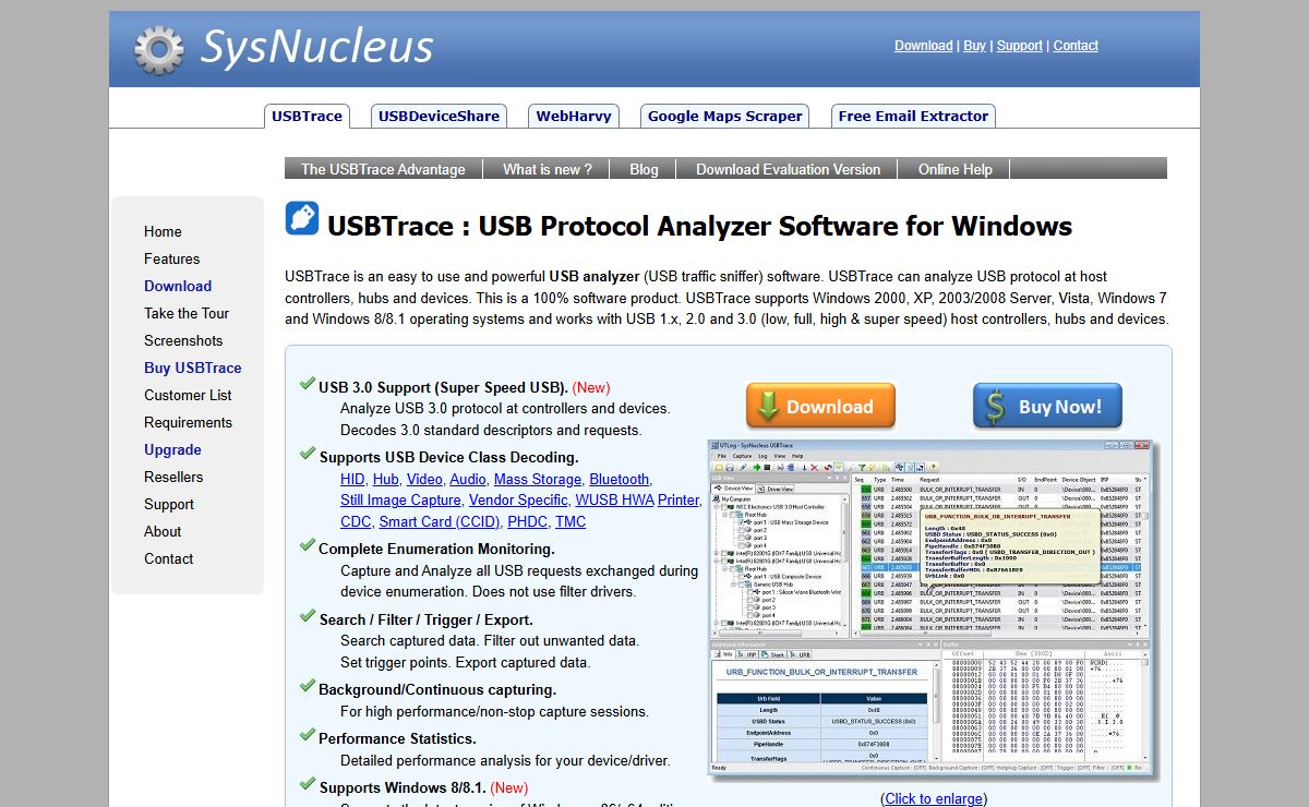 USBTrace - USB Protocol Analyzer Software for Windows