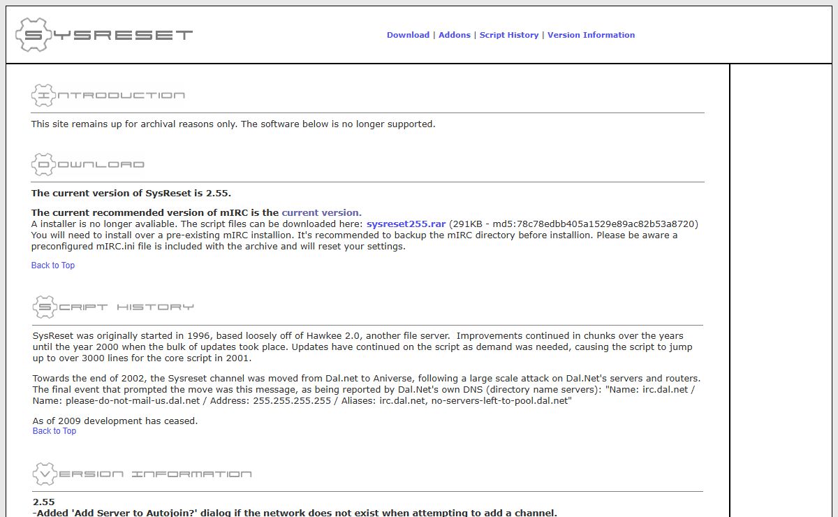 SysReset mIRC FileServer