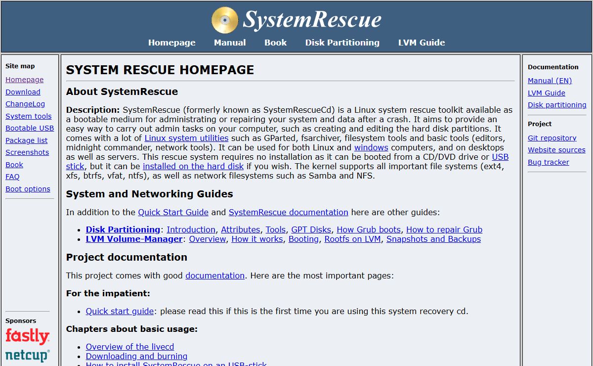 SystemRescue - System Rescue Homepage