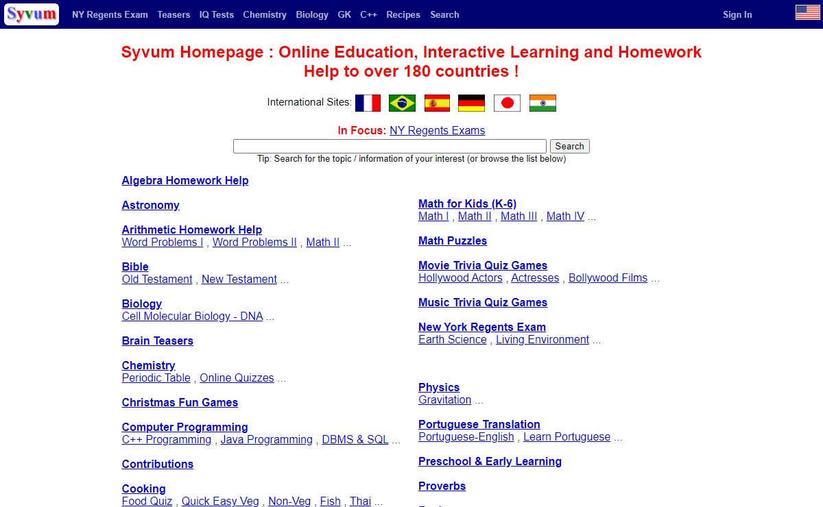Syvum Homepage: Online Education, Interactive Learning and Homework Help