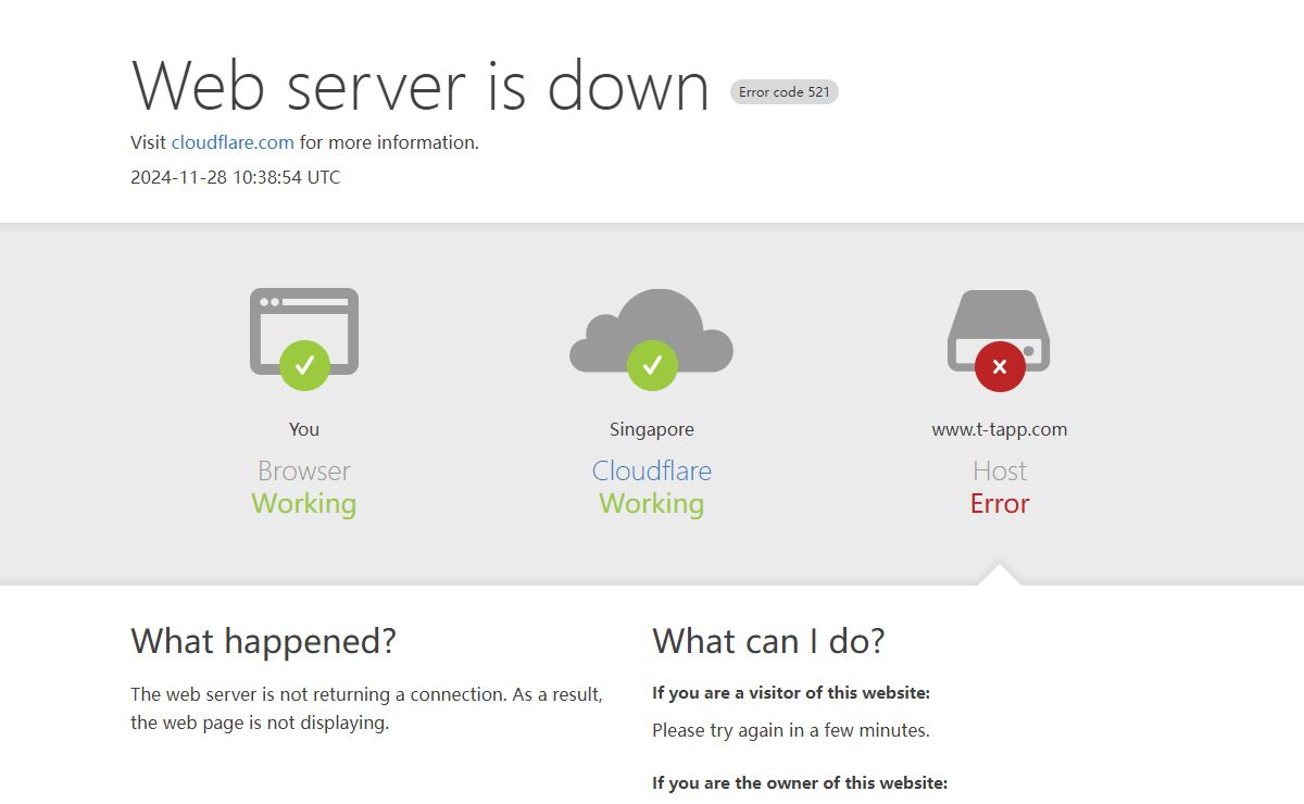 www.t-tapp.com | 521: Web server is down