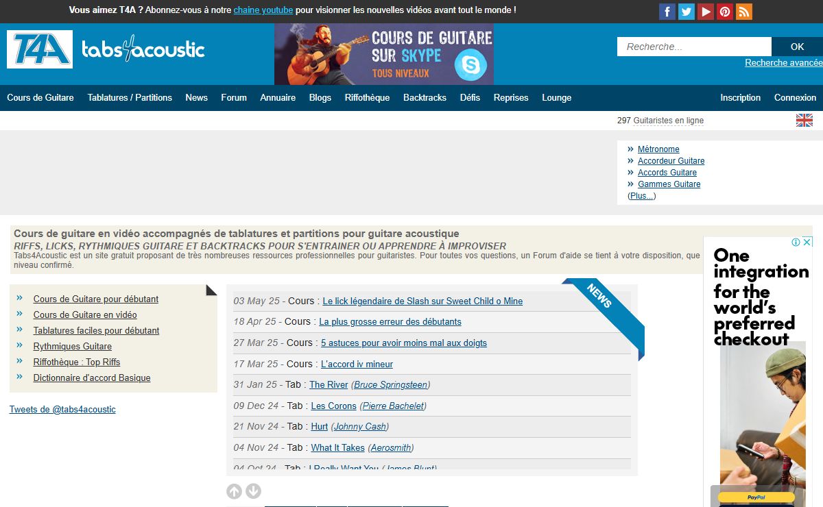 Cours de guitare et tablatures guitare acoustique