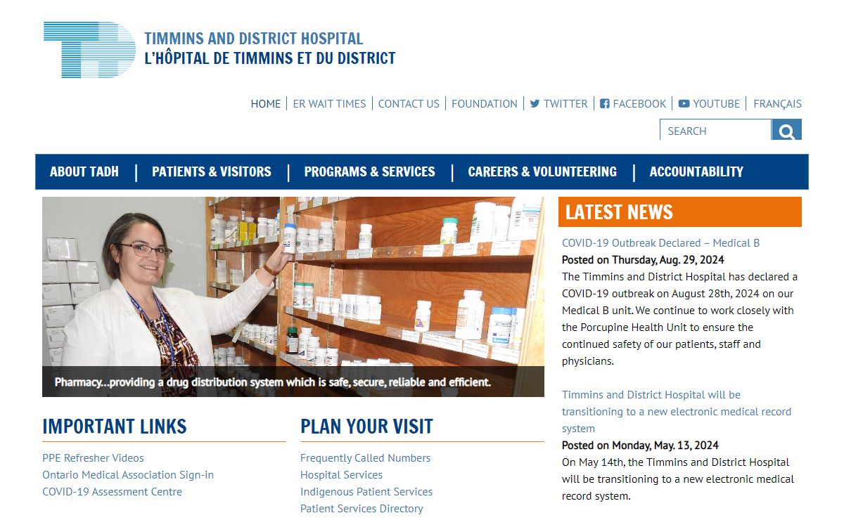 TIMMINS AND DISTRICT HOSPITAL | L’HÔPITAL DE TIMMINS ET DU DISTRICT