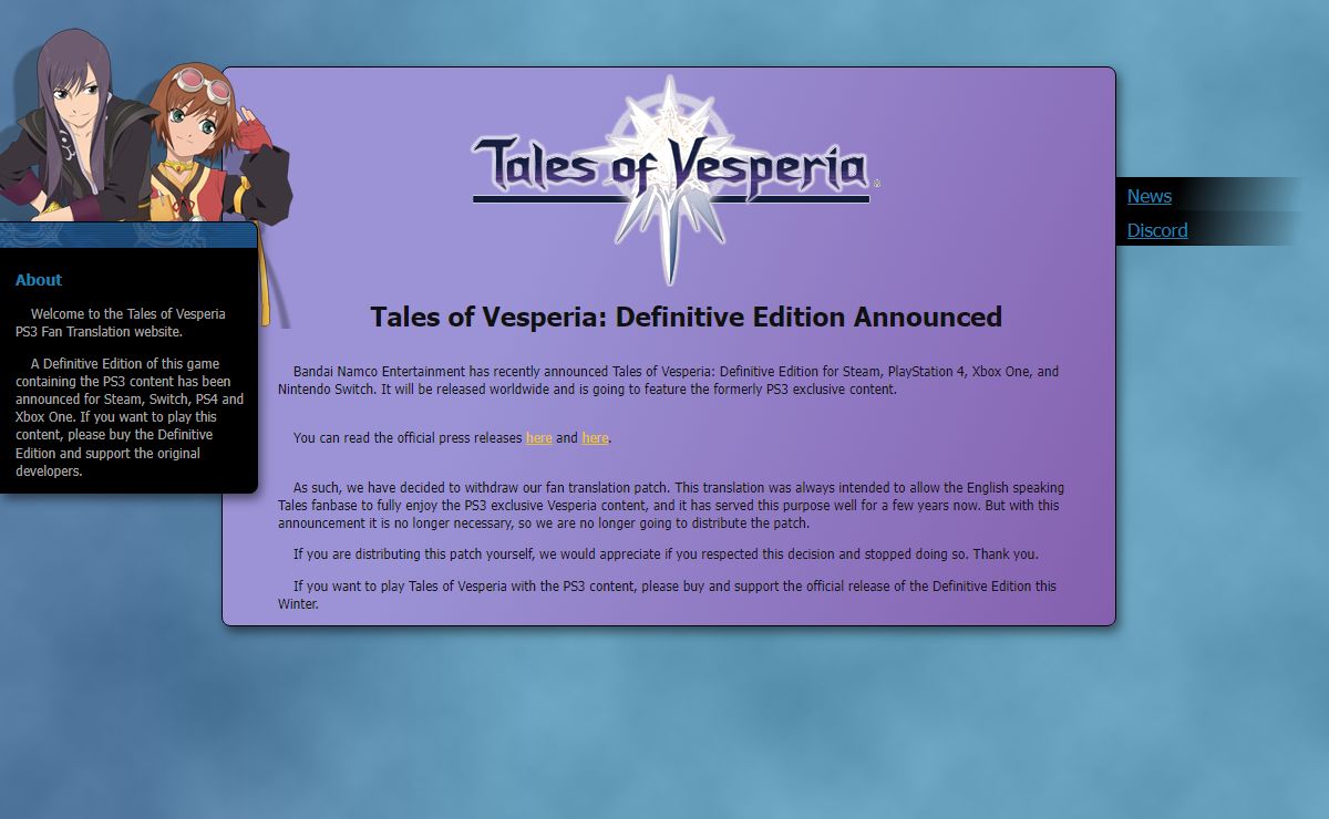 Tales of Vesperia PS3 English Translation Group