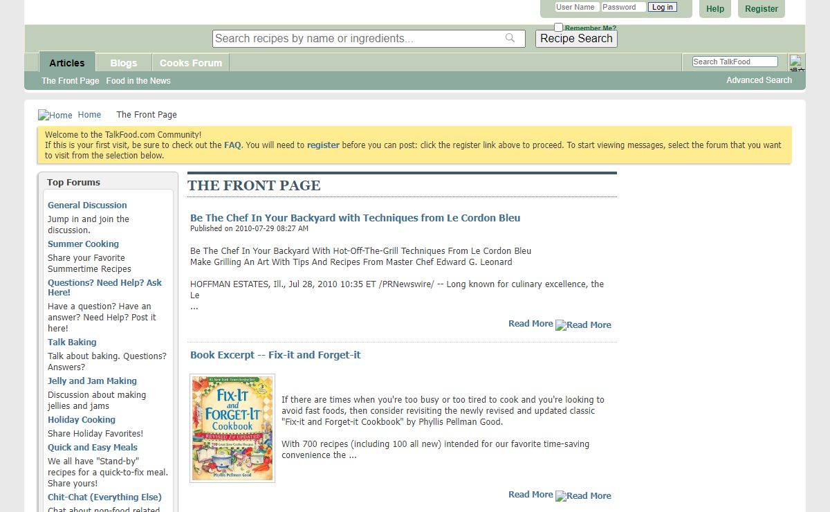 TalkFood.com - The Front Page